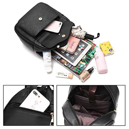 Gloppers Girls Bow Backpack 3PCS Faux Leather Backpack Set with Shoulder Bag & Wallet Cute Rucksack for Women Travel (Pink) — view 5