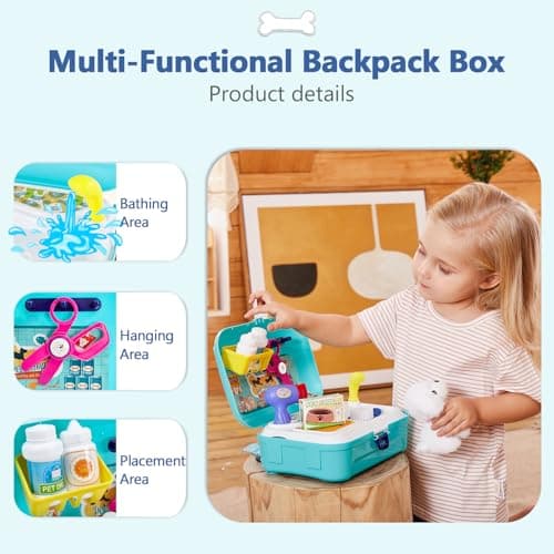 HERSITY Kids Toy Dogs Gifts for 3 Year Olds Girls, Vet Pet Grooming Kit — view 2