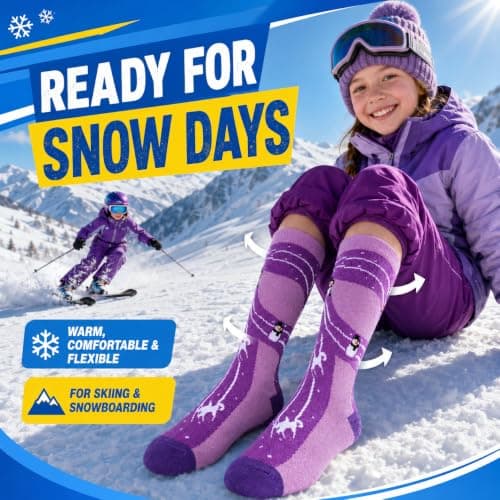 Fjquamitix 3 Pairs Kids Merino Wool Ski Socks Thermal Warm Thick Socks — view 6