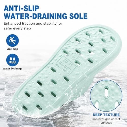 MUQGAOP Quick Drying Shower Slippers non-slip Bathroom Slippers Drain Holes Shower Shoes for Women and Men Dorm pool gym Sky Blue EU 40/41 — view 4