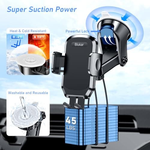 Blukar Car Phone Holder, Adjustable Car Phone Mount Cradle 360° Rotation — view 3