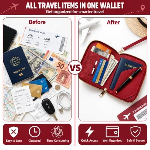 Passport Holder RFID Travel Wallet with Luggage Tag Set for Women & Men — view 6