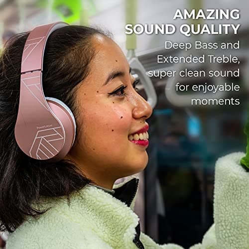 PowerLocus Bluetooth Headphones Over Ear, Wireless Headphones with Microphone, Foldable Headphone, Soft Memory Foam Earmuffs & Lightweight, Micro SD/TF, FM Radio for iPhone/Android/Tablet/PC/TV — view 4