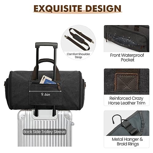 S-Zone Carry On Garment Bag for Travel Convertible Garment Duffle Bag Suit Bags for Men Women Travel 2 in 1 Hanging Suitcase Business Travel Bag with Toiletry Bag — view 4