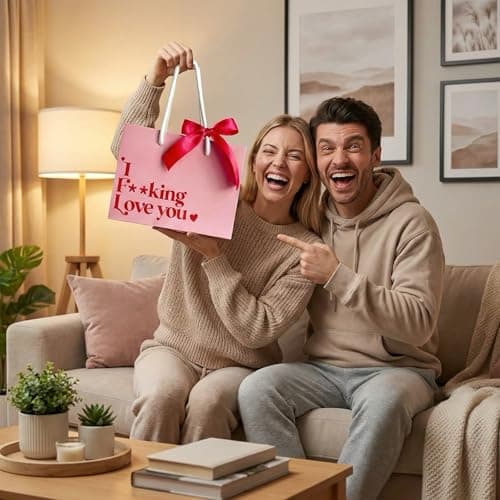 Valentines Gift Bag with Ribbon Bow, Pink Gift Bags for Valentine's Day, Mother's Day, Birthday, Wedding - Pink Valentine Gift Bags for Him/Her Boyfriend Girlfriend Bestie — view 6