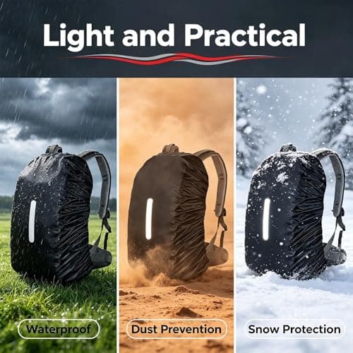 Waterproof Backpack Rain Cover, 30L-40L Reflective Rucksack Rainproof Covers, Ultralight Dustproof Abrasion Resistant Protective Cover for Outdoor Hiking Camping Hunting Traveling Cycling Climbing — view 4