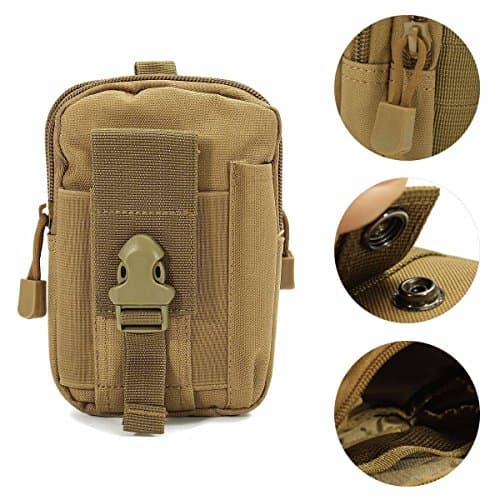 ZhaoCo Multi-Purpose Poly Tool Holder, Tactical Molle EDC Pouch Utility Gadget Belt Waist Bag with Cell Phone Holster for Sports Hiking Camping - Khaki — view 6