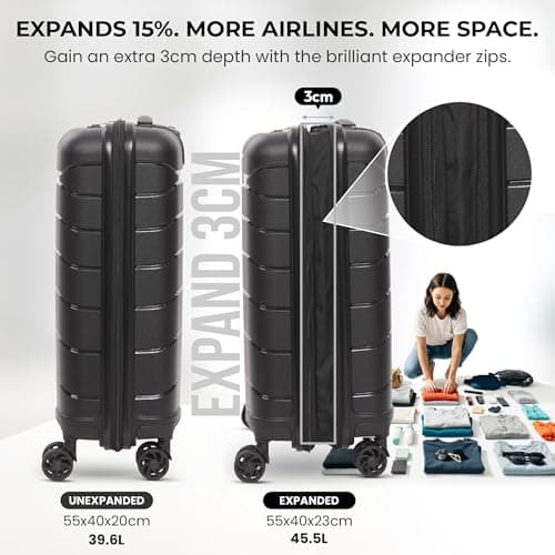 Aerolite Polypropylene Hard Shell Suitcase Set, 2 Piece - Cabin & Large — view 4