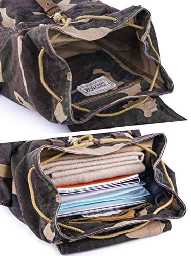 GOOTIUM Canvas Backpack - Vintage Outdoor Rucksack Travel Day Pack, Camouflage — view 5