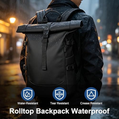 Hahorpa Roll Top Backpack Unisex, 17 Inches Laptop Backpack for Men Women — view 2