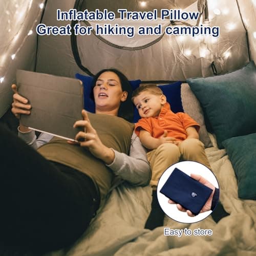 flintronic 2Pcs Inflatable Pillows, Ultralight Camping Pillows, Portable Compact Blow Up Pillows for Neck & Lumbar Support, Perfect for Travel, Camping, Outdoors, Fishing, Beach，Navy — view 6