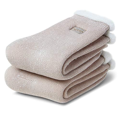 JARSEEN 2 Pairs Womens Wool Thermals Socks Warm Wool Pile Lined Insulated Thick Knitting Ladies Socks Winter Cute Embroidery (2 Khaki, UK 4-9) — view 4