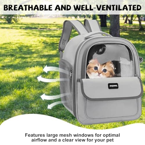 Cat Carrier Backpack, Breathable Backpack Pet Carriers for Cats Travel Carrier Backpacks Carry Bag for Hiking Walking, Cat Backpack, Transport Rucksack for Small Medium Cat Puppy Dog Kitten Carrier — view 2