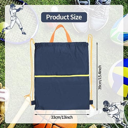 Large Drawstring Gym Bag - Waterproof Sports Backpack String Swim Drawstring PE Bags for Women Men, Travel Beach School Bag with Carry Handles and Zipper — view 2