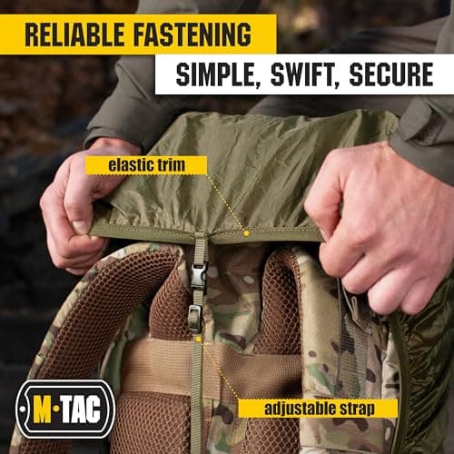 M-Tac Waterproof Rain Cover for Backpack - Protective Cover up to 40L, Nylon with PU Coating, Outdoor & Military, Olive, M — view 6