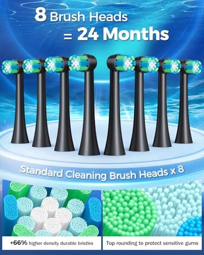 Rotating Electric Toothbrush for Adults, 8 Brush Heads & Fast Charging, 60-Day Long-Lasting Battery, 4 Modes, IPX7 Waterproof, 2-Minute Smart Timer for Professional Clean (Black) — view 4