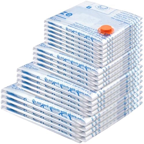 Vacuum Storage Bags 18 Pack,4 Jumbo, 4 Large, 4 Midium, 4 Small,2 Roll Bags Space Saver Sealer Bags, Airtight Compression Bags for Clothes, Pillows, Comforters, Blankets, Bedding,clothing
