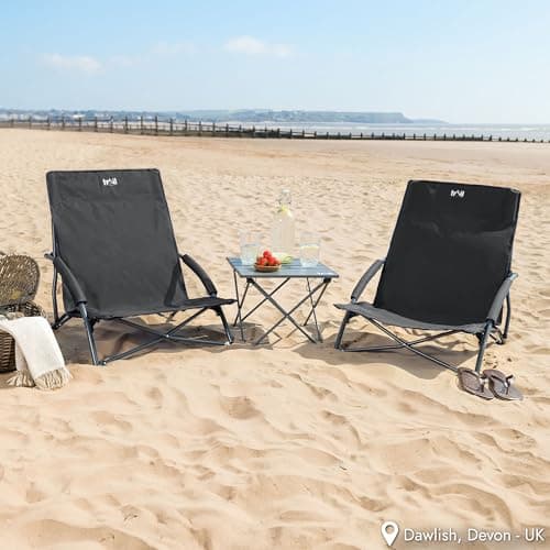 Trail Sisken Low Folding Beach Chair, Black — view 2