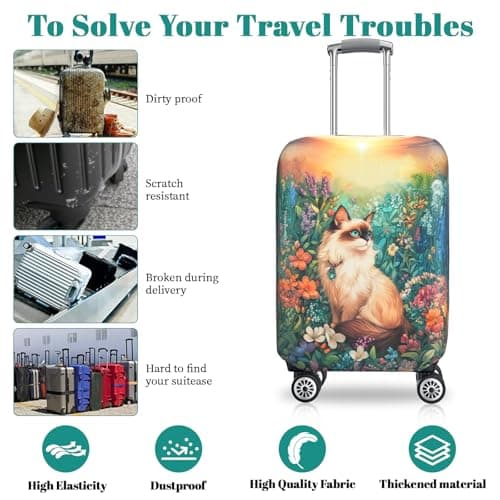Chostky Luggage Cover for Suicase, Washable & Stretchable Suitcase Cover, Approved Travel Baggage Covers, Personalized Suitcase Protectors Accessories Baggage Covers (Style 4, S(19-21 Inch)) — view 3