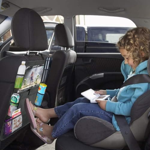 URAQT Car Organiser, Back Seat Organizer with Waterproof Kick Mats, Kids Toy Storage, Tablet Holder, Family Car Accessory (1 pc) — view 6