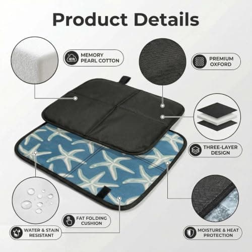 AYYQWE Starfish Coastal Wool Print Foldable Seat Cushion Portable Chair Pad Office Commuting Picnic Camping Outdoor — view 4