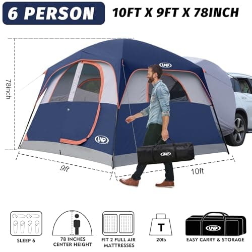 UNP Car Tent for Camping, 6 Man Tent Waterproof Family Tent — view 2