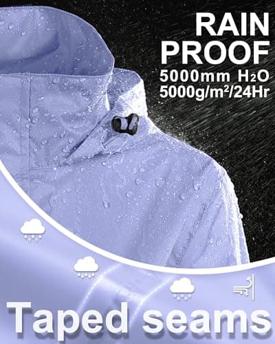 33,000ft Women's Lightweight Rain Jackets Hooded Breathable Packable Running Raincoats Active Trench Windbreaker with Hideaway Hood for Cycling Hiking (Light Purple-M/UK 12) — view 4
