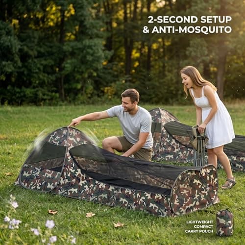 Ameble Bivy Tent, Tent, 2-second Quick Setup Mosquito Net, Portable One-man Net For Camping & Hiking - Camouflage Bivy, Bivvy, One Man, Mosquito — view 6
