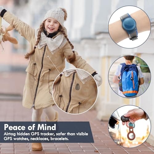 Lulaven for Airtag Holder for Kids Hidden 2 Pack GPS Tracker Case, Anti-Removal for Airtag Silicone Case with Pins, Suitable for Children, Elderly, Pets, Backpack, Luggage (Blue/Black) — view 5