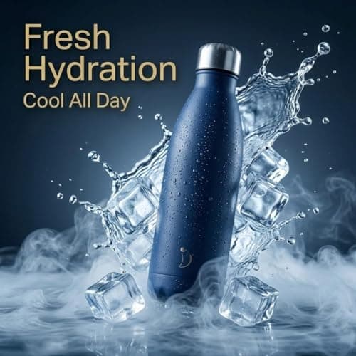A2Z Stainless Steel Water Bottle 500ml Vacuum Insulated Flask Double Wall Leakproof Reusable Drinks Bottle for Hot & Cold Drinks Gym Travel 27x7cm 0.36kg Black Navy Pink Beige — view 4