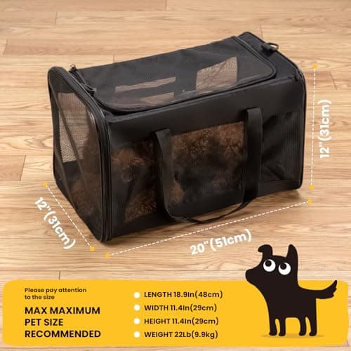 Conlun Dog Carrier Bag,Soft-Sided Pet Carriers for Dogs with 4-Sided Mesh, Cat Transport for Large Cats Small Dog Up to 9Kg,Collapsible Dat Travel Carrier-L,Black — view 2