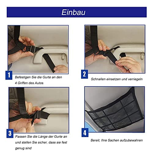 ViWaVee Caravan Accessories Gadgets Storage Net, Car Roof Organizer for Blankets, Diapers. Great Long Road Trip camping accessories for campervan.(90 * 65") — view 6