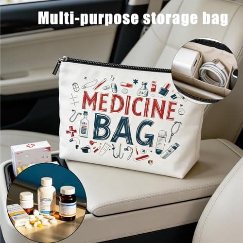 Medicine Bag,Portable Medicine Pouch Travel Essentials Pill Bag with Zipper — view 3