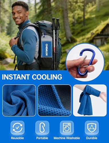 CHEMLUK Cooling Towels for Hot Weather: 100x30CM Instant Cool Towel for Neck Face UPF 50 Quick Dry Microfibre Ice Sweat Towel for Gym Sports Running Hiking Workout Travel — view 6