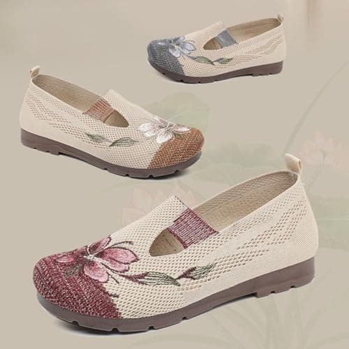 Summer Shoes, Women's Flat Shoes, Fabric Low Shoe, Breathable Fishing Shoes in Rustic Style, Lightweight and Comfortable, Elegant, Fashionable Outdoor Sandals, Quick-Drying Slippers with Floral — view 6