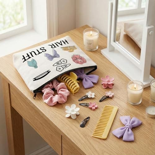 Hair Accessories Organiser Bag,Large Capacity Hair Clip Scrunchie Claw Pins Hair Stying Tools Stuff Storage Pouch Case for Women Girls Travel — view 3