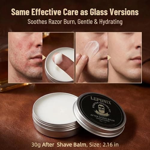 LEPONIX Men's Shaving Kit 4 Piece with Shaving Brush and Bowl Sandalwood — view 5