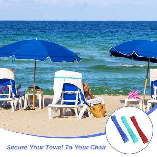 BORISCA 6 Pcs Beach Towel Bands, 3.8x40cm Towel Bands for Sun Loungers with Storage Bag, Elastic Towel Craber for Beach Chair, Towel Bands for Beach, Pool, Cruise Chairs (6 pcs) — view 2