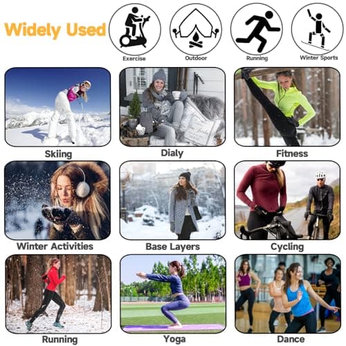 Women Thermal Base Layer Set, Quick Dry Velvet Lined Compression Long Sleeve Tops and Leggings for Ladies Girls Winter Warm, Soft Athletic Stretch Underwear for Biking Ski Running Gym Sport Black — view 6