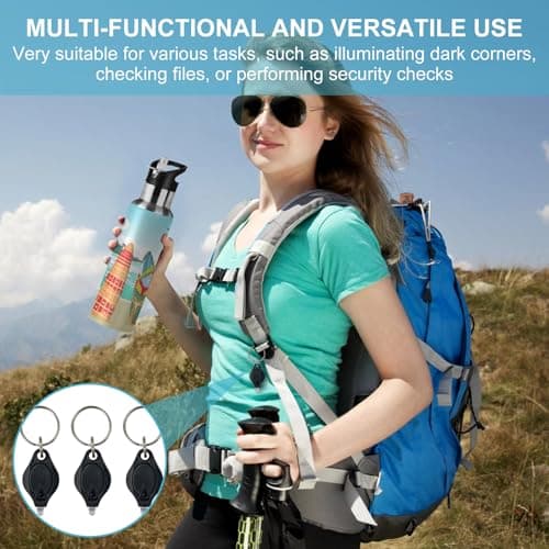 UV LED Keychain Flashlight, 395nm Blacklight Money Detector, Mini UV Torch for Counterfeit Note Verification, Portable Keyring Flashlight for Banknote, Hotel Cleanliness, Pet Stains (Black, 5 Pcs) — view 6