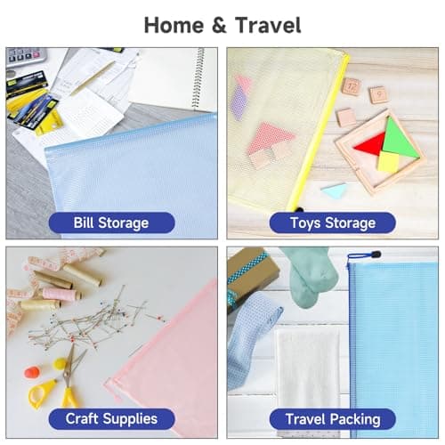 Mutsitaz 10 Pack A4 Plastic Wallets File Bags, A4 Document Wallets with Zipper, Document Folder, Zip Lock Bags, Document Zipper Bags, Zipper Plastic Folder for School, Travel, Home, Office — view 6