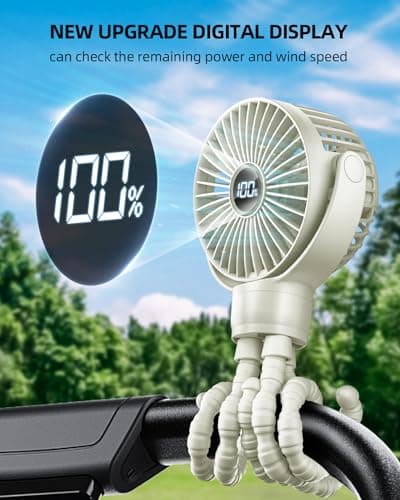 Portable Pram Fan, Small Rechargeable Clip On Fan with Digital Display — view 2