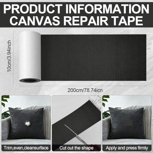 Canvas Repair Patches 4 x 79 inch Waterproof Fabric Tape (Grey — view 2