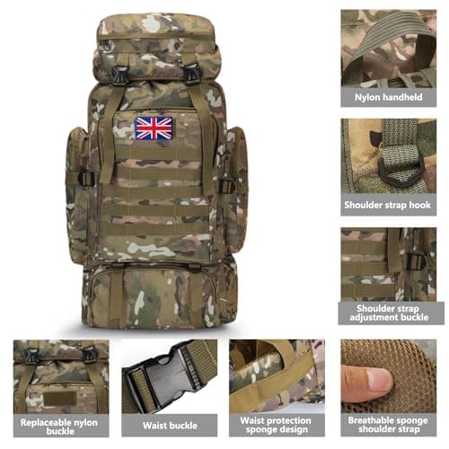 Lesbyit 80L Waterproof Hiking Backpack Lightweight Tactical Rucksack — view 3