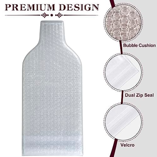 Foribyw Wine Bottle Protector 4pcs Reusable Bubble Cushion Wrap Sleeves Multi-Layered Wine Bottle Bags 18x48cm for Airplane Travel Transport Safety Shipping Boxes Packaging — view 4