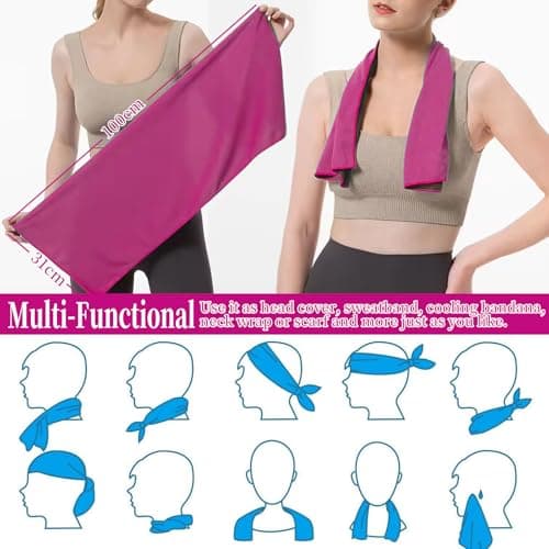 VAKKI Cooling Towel, Ice Cold Sports Sweat Towels for Instant Relief Perfect Coolings Scarf Neck,Forehead, Wristband, Bandana, Stay Cool from Over Heating During All Kinds of Sport and Exercise — view 5