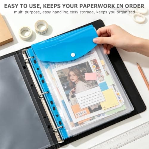 Plastic Wallets A4 Punched Pockets, 12 Pcs Expandable Folders Vertical — view 3