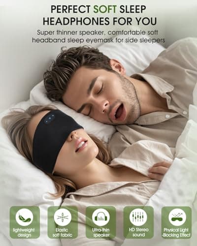 MUSICOZY Organic Bamboo Cotton Sleep Headphones for Side Sleepers — view 3