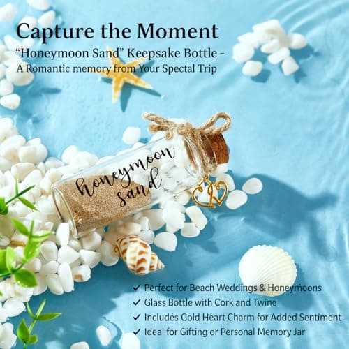 CHOIEO Mr and Mrs Honeymoon Travel Gift Set, Includes Embroidered Passport Covers, Luggage Tags, Eye Masks, Sand Keepsake Jar, Picture Frame, Honeymoon Funds Envelope — view 6