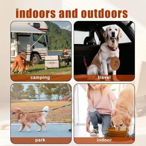 Collapsible Dog Bowls, 2-in-1 Silicone Pet Food and Water Bowl with Carabiner, Portable Double Compartment Dish for Travel, Camping, Hiking Puppy Essentials — view 5